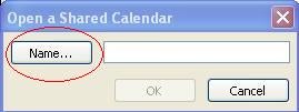 Click Name Button Open a Shared Calendar Pop-up with Name Highlighted