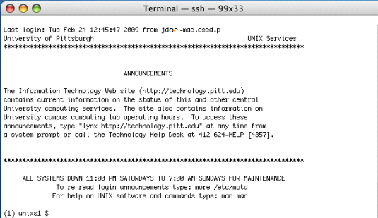 Unix Timesharing Service Login Window