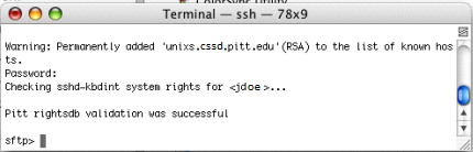 Unix Terminal sftp> Prompt