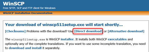 WinSCP Download Screen