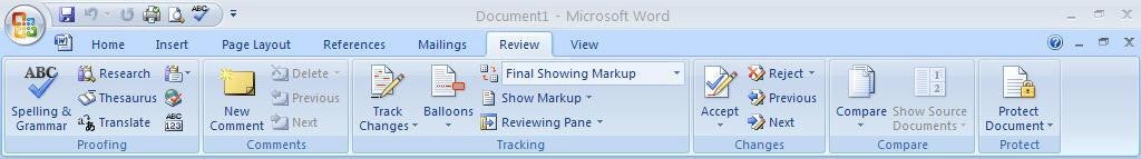 Office 2007 Word Ribbon Review Features