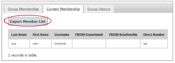 Current Membership Tab