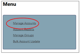 Accounts Administration Menu