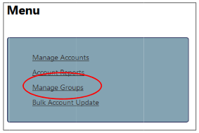 Accounts Administration Main Menu