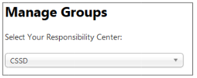 Manage Groups Responsibility Center Drop Down