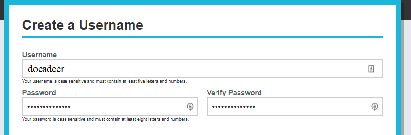 Create a Username fields