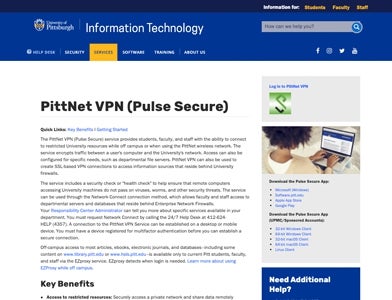 PittNet VPN Screen