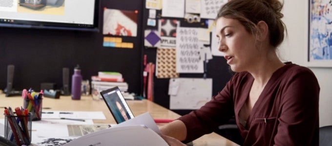 Woman working from home