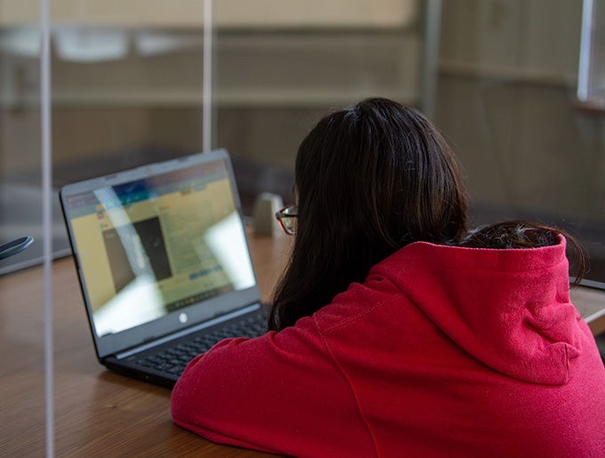 community member using laptop
