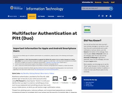 Multifactor Authentication Screen