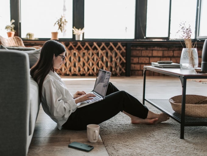 Woman working at home