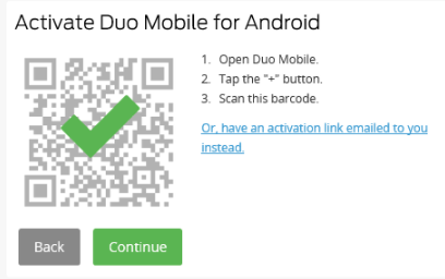Activate Duo Mobile Window