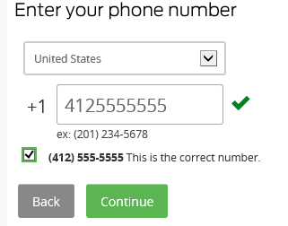 Phone Number Entry Window