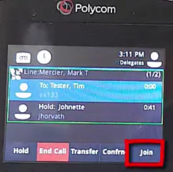 Polycom Phone Screen With Join Highlighted