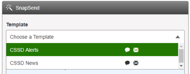 Choose a Template Drop Down with CSSD Alerts Highlighted