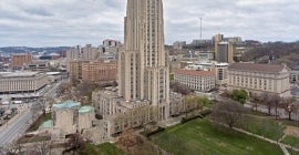 Photo of Pitt Campus, with Cathedral of Learning at center